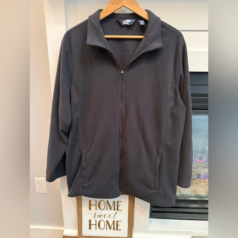 Men’s Lands' End black  Fleece Jacket zipper closure size 3X